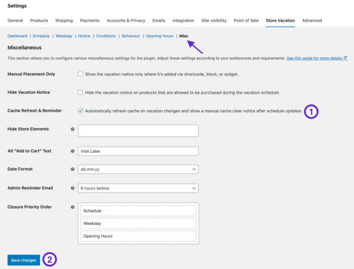 Cache refresh store vacation