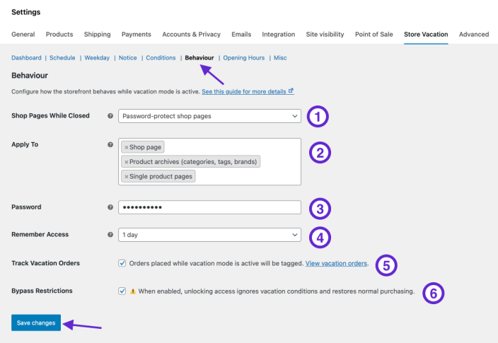 Password protect shop during vacation