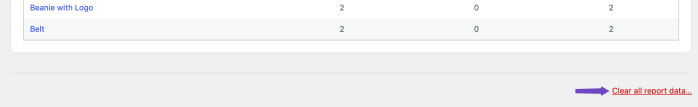 Clear all Vacation Reports data in Store Vacation for WooCommerce.