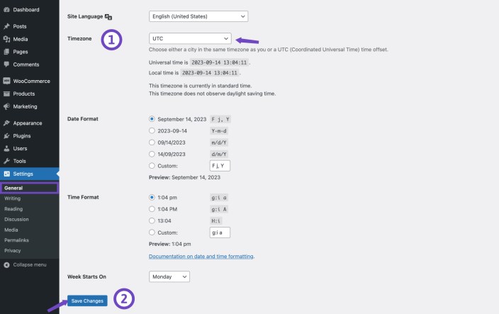 Update time and date settings