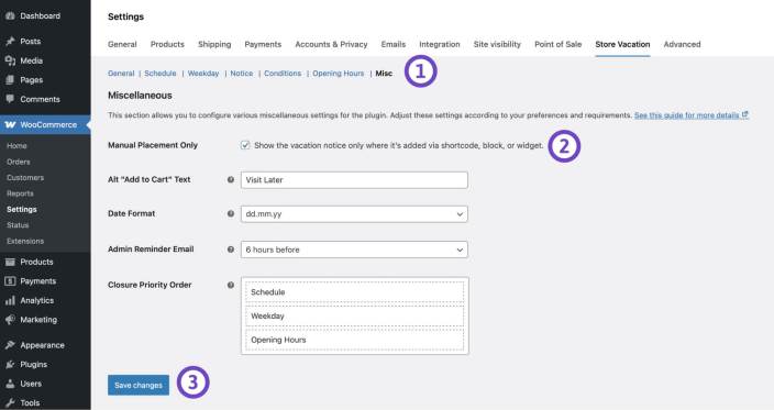 How to enable manual placement only for vacation notices