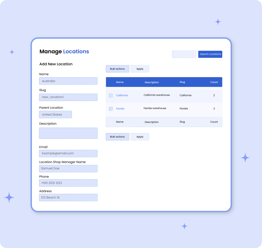 Add multiple inventory locations for WooCommerce product management