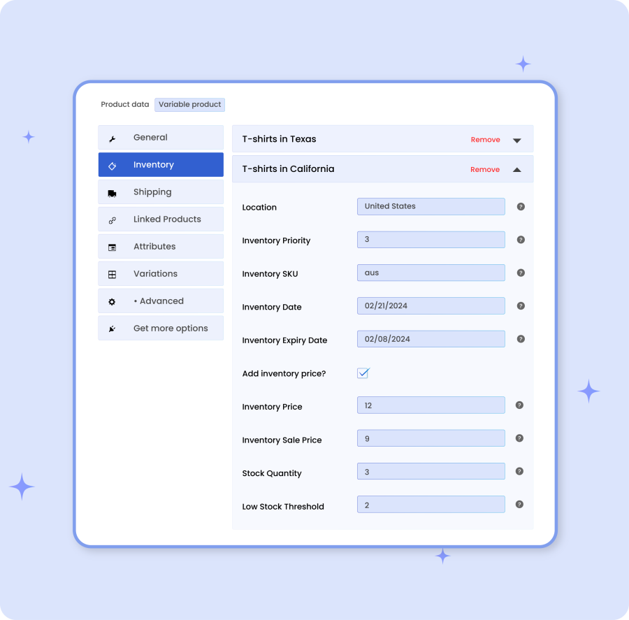 Adding inventory from product level in WooCommerce inventory management