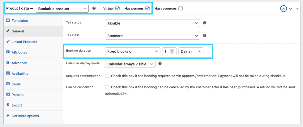 Bookings Use Case - Museum Tickets with Barcodes - General Tab