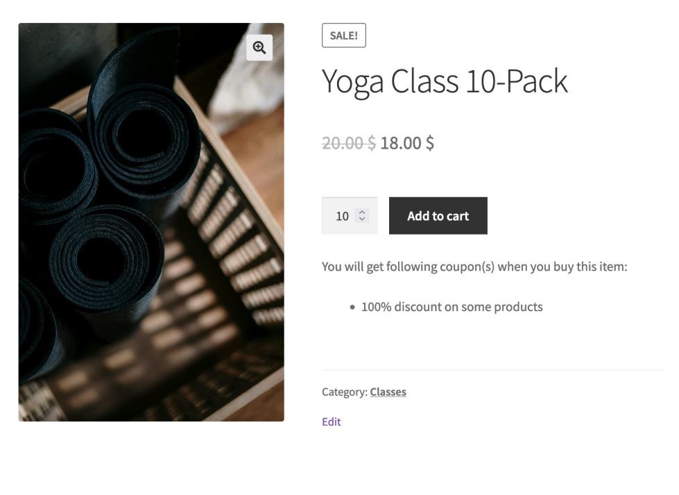 Bookings Use Case - Yoga Class - Coupon Code Product