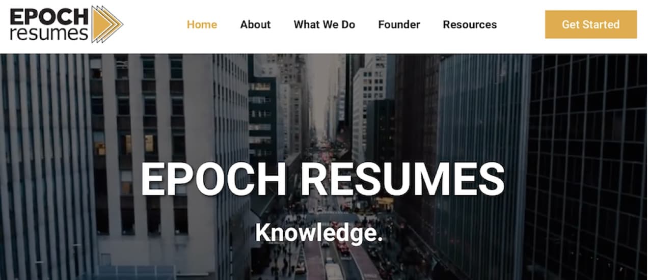 Epoch Resumes homepage