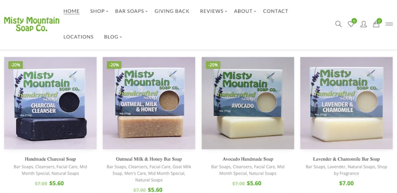 Misty Mountain Soap Co product grid