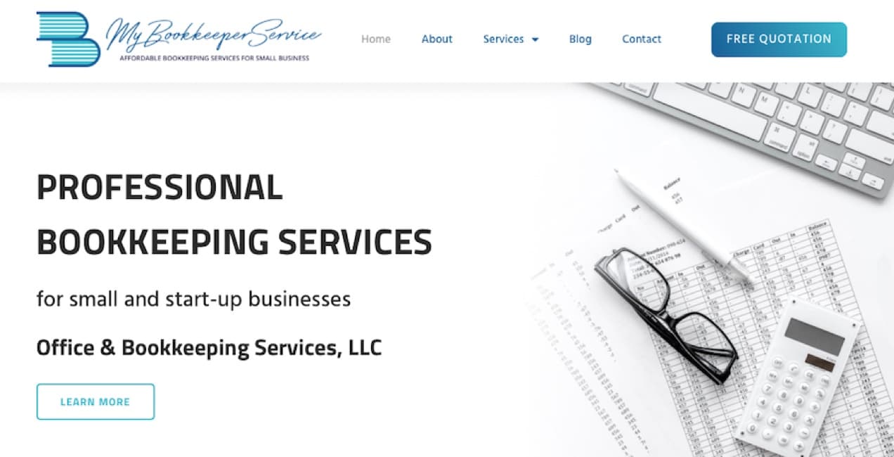 My Bookeeper Services homepage