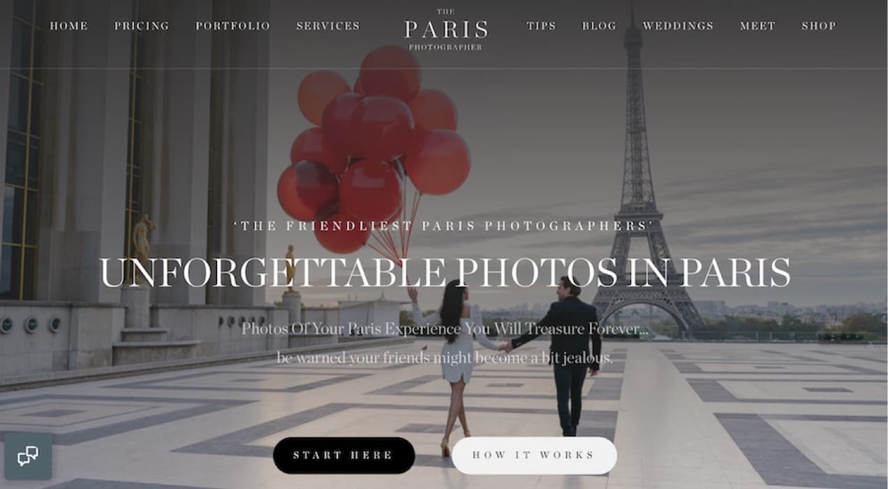 the Paris Photographer site with a hero image and text