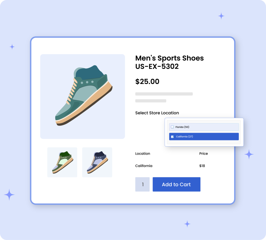Customers can choose the relevant inventory based on location or availability in WooCommerce