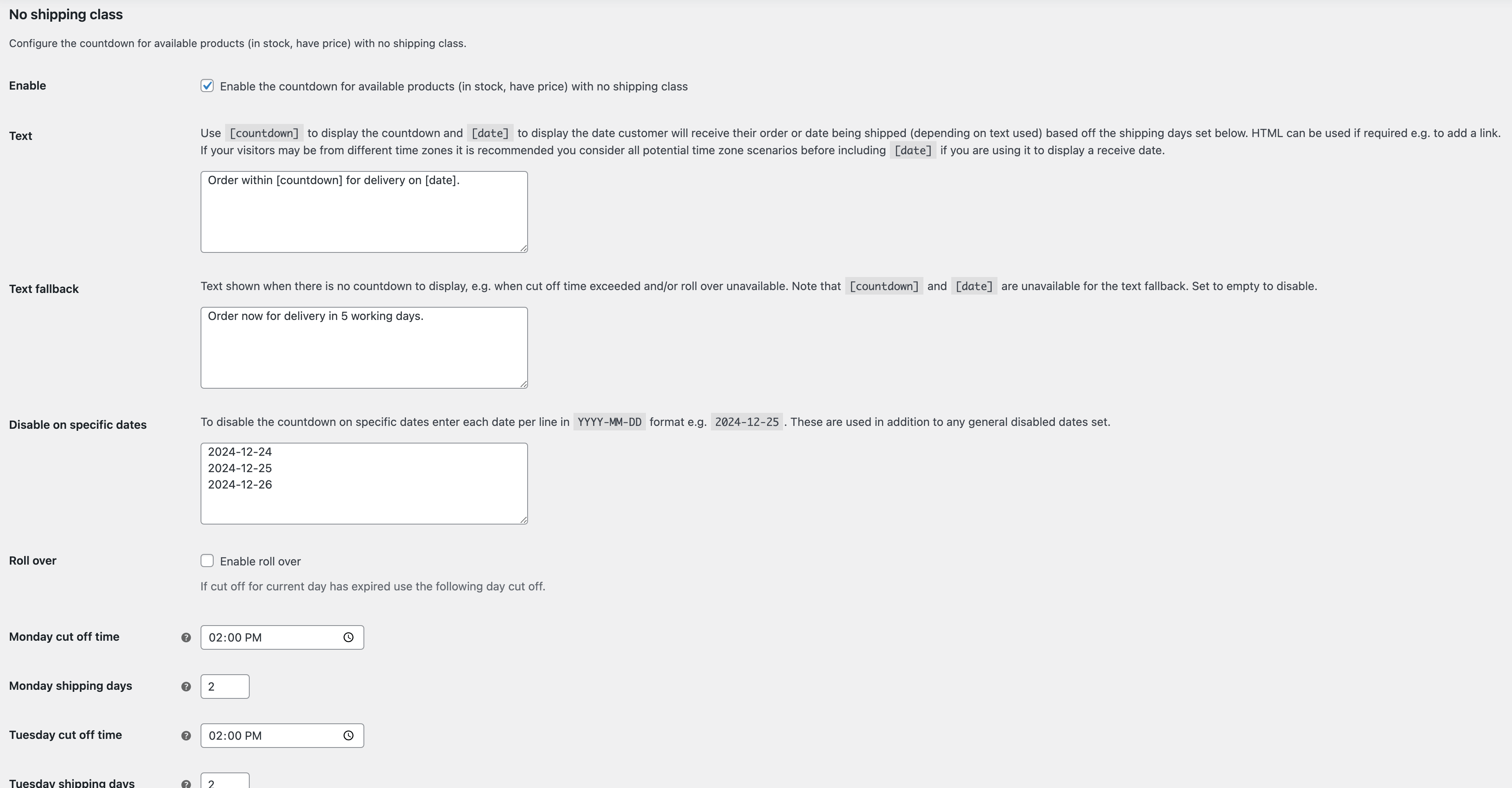 Shipping Countdown Documentation - WooCommerce