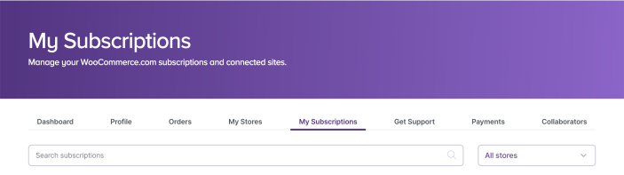 'My Subscriptions' page screenshot