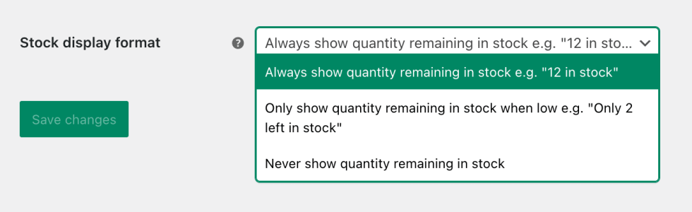 Stock Display Format Settings
