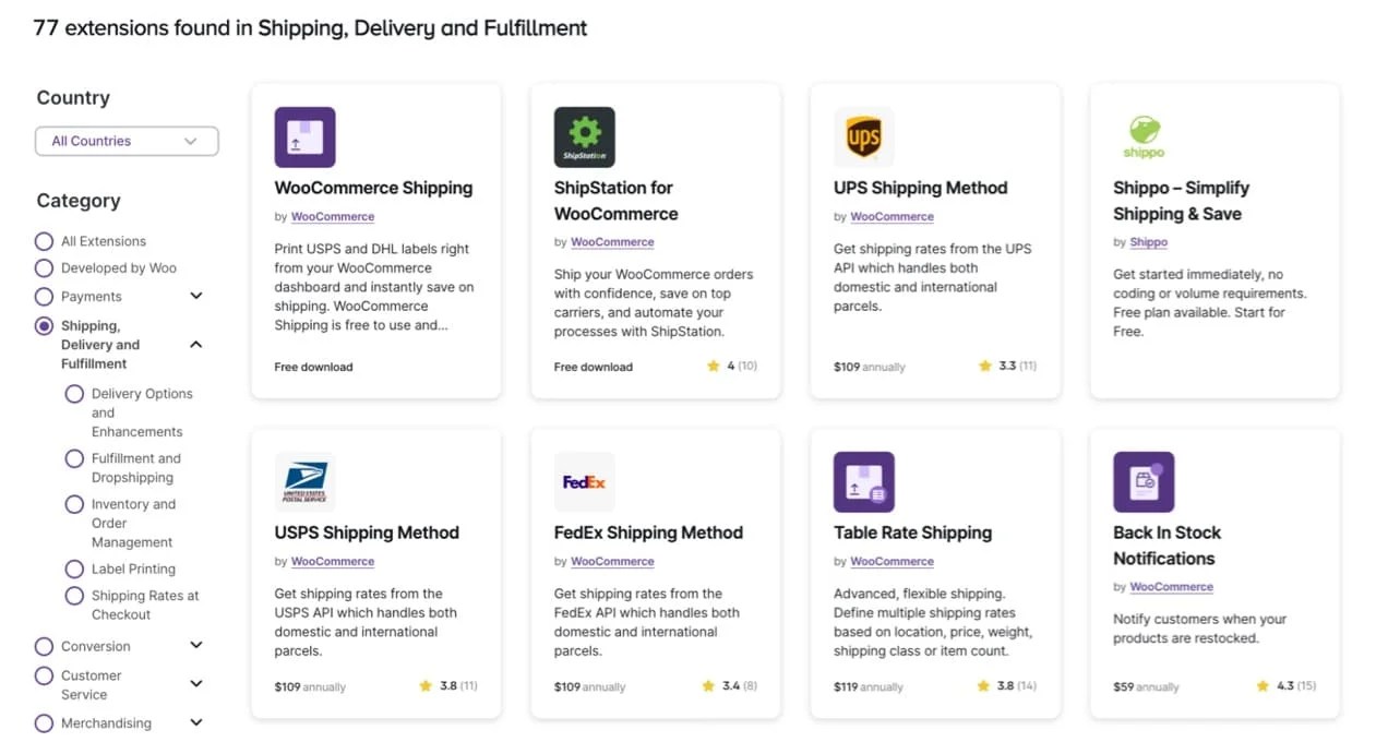 WooCommerce shipping extensions