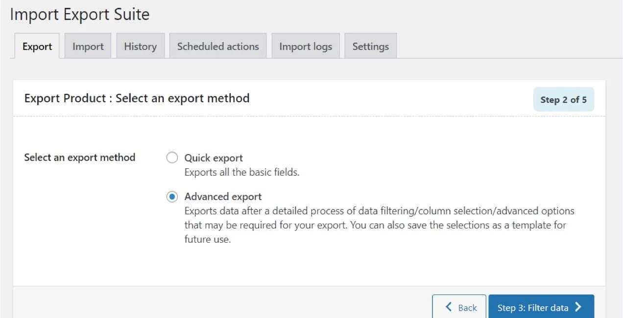 advanced export options