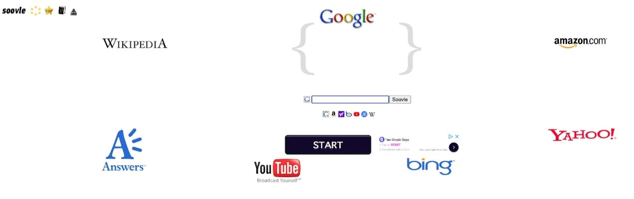 Logos around a Soovle search bar