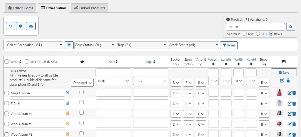 "other values" information in the table