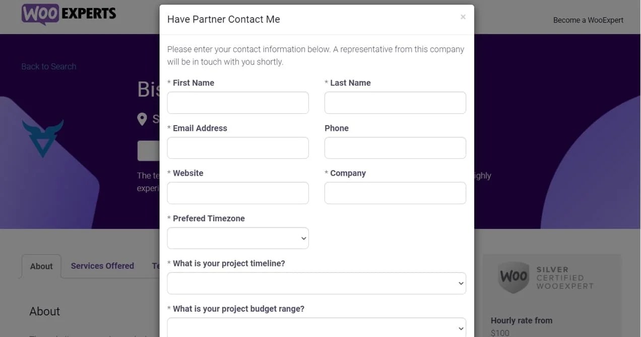 partner contact form
