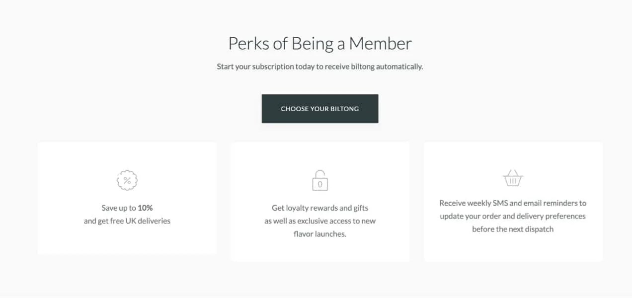 grid of membership perks
