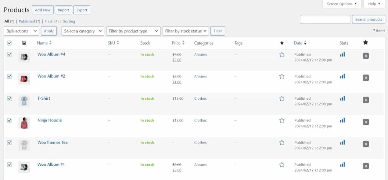 selecting multiple Woo products