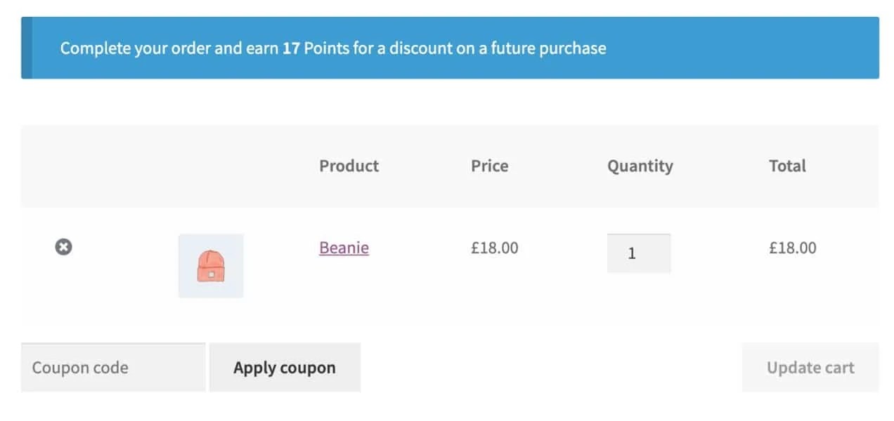 notice of rewards on the Checkout page