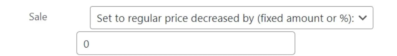 sale set to regular price decreased by