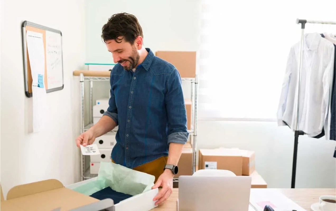 business owner packing an order