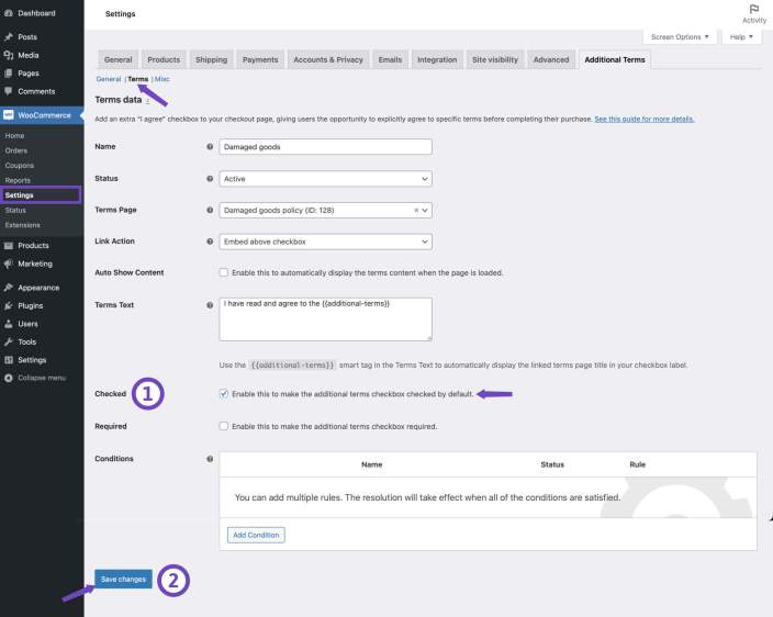 Update default checkbox state