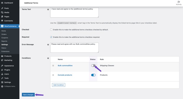 condition status toggle 