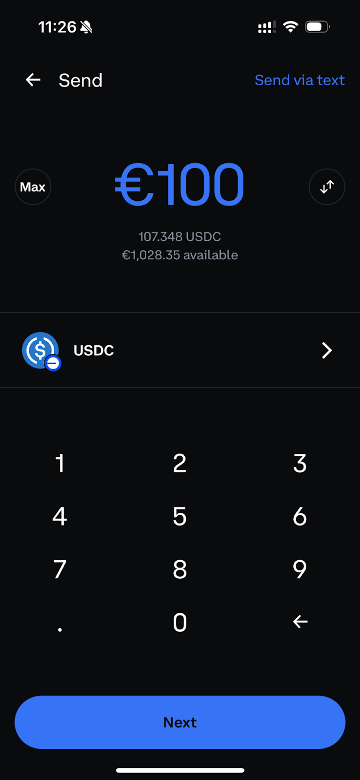 A screenshot of purchasing cryptocurrency within a digital wallet