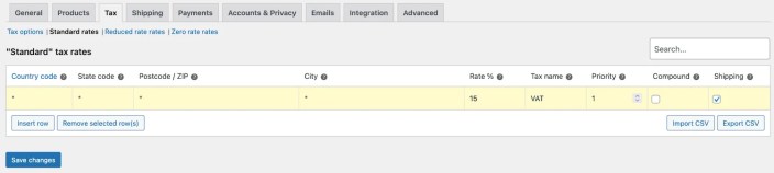 How to configure Tax Scenario 1's tax rates