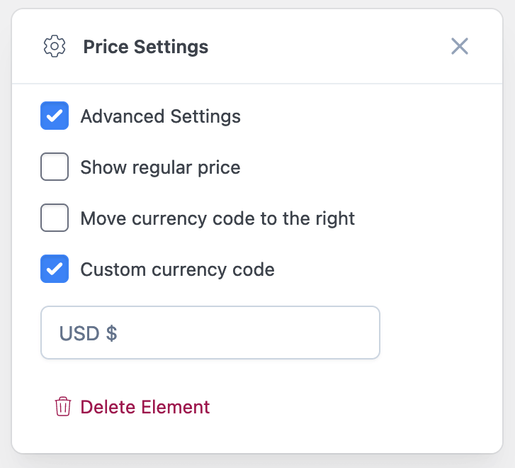 Price Element Settings