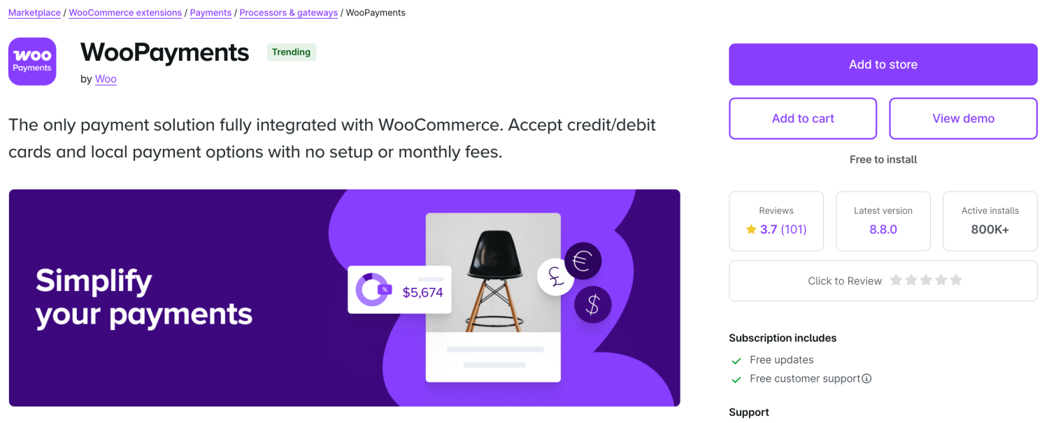 WooPayments product page