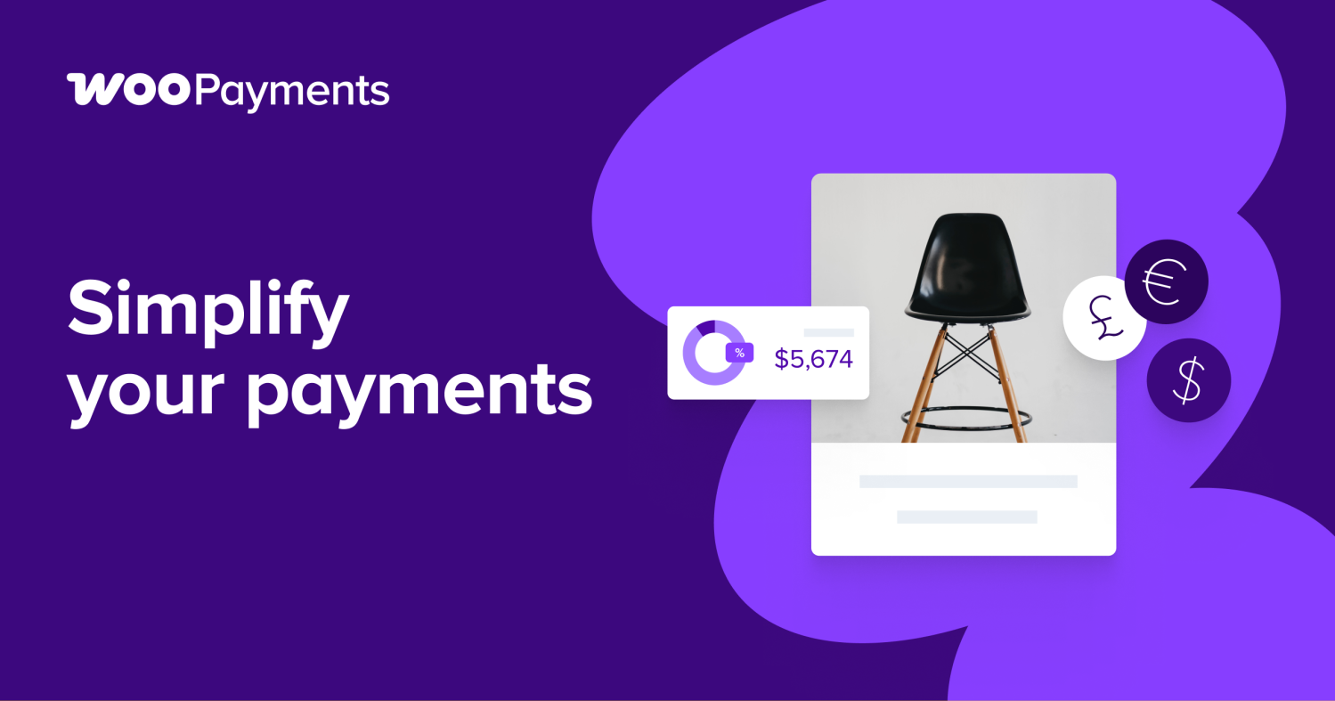 WooPayments call out with title and chair product tile.