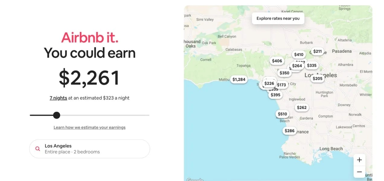 Airbnb estimate of how much you could earn