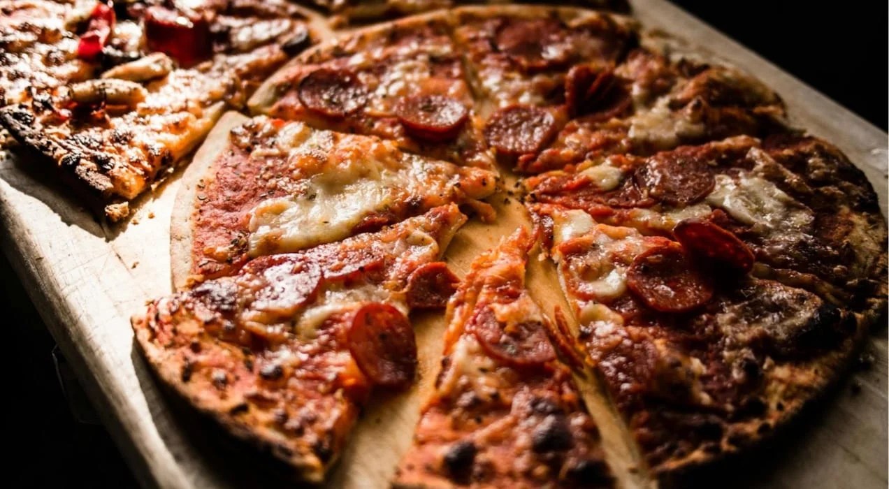 close-up of pizza