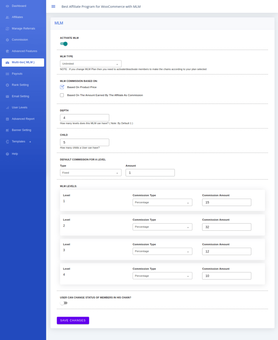 WooCommerce Affiliate and Referral MLM Configuration