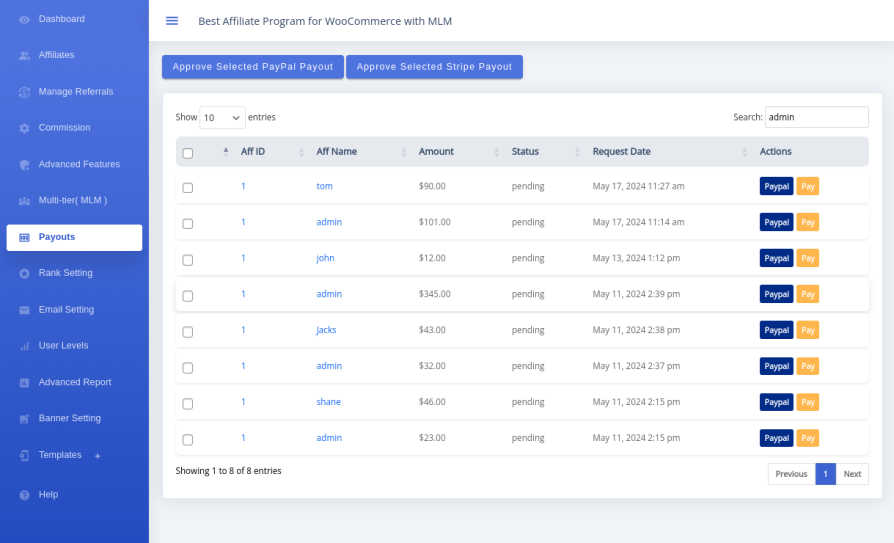 WooCommerce Affiliate and Referral Payout