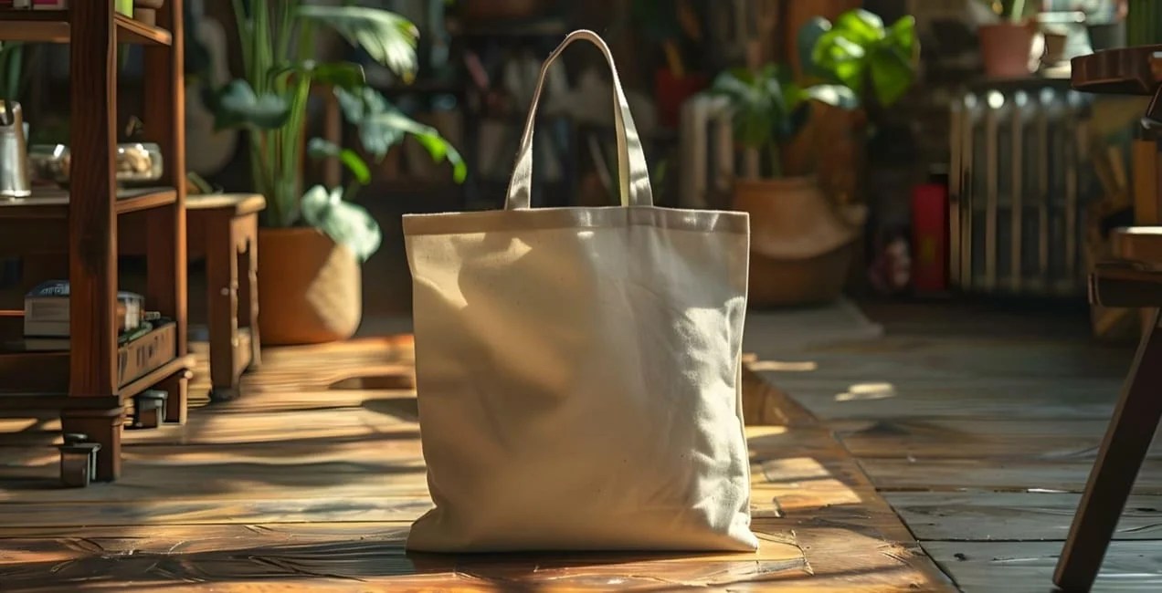 eco-friendly bag sitting on a floor