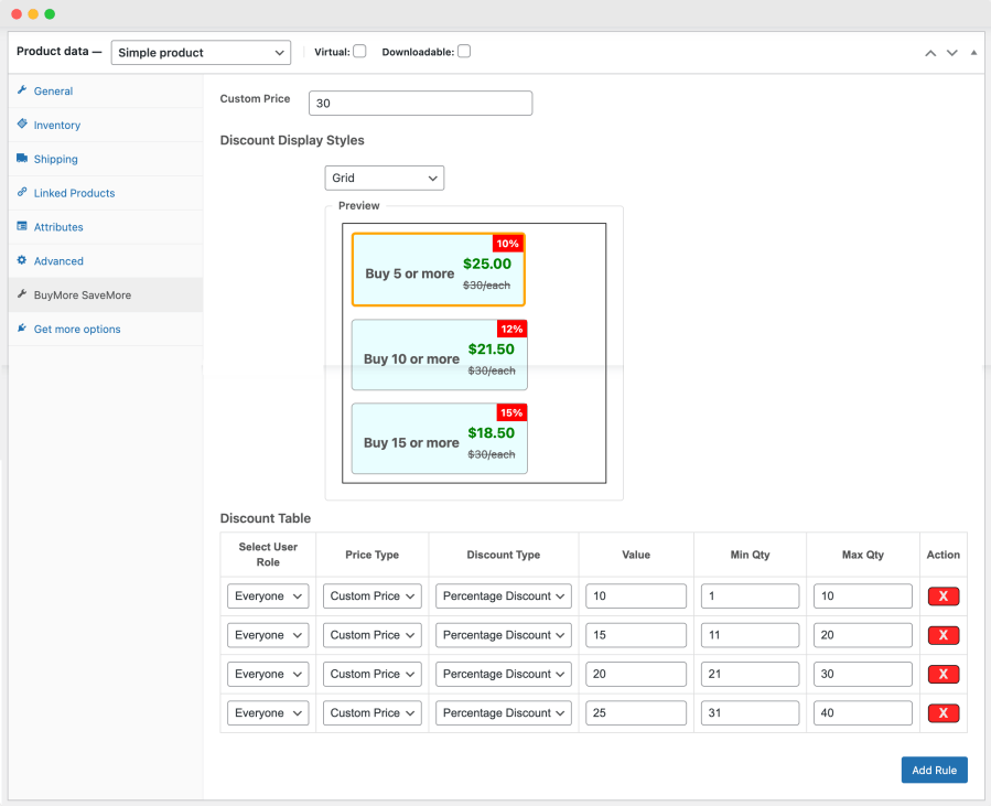 woocommerce quantity based pricing