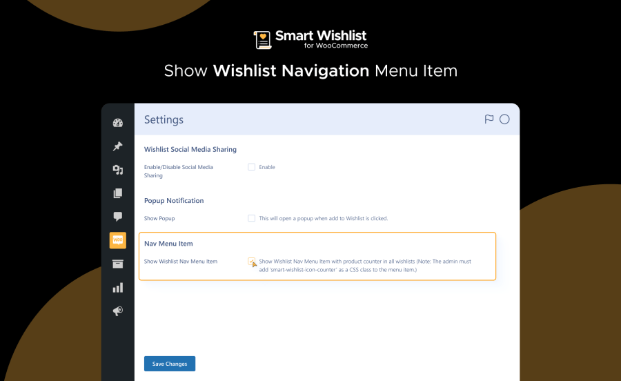 Show Wishlist Navigation Menu Item