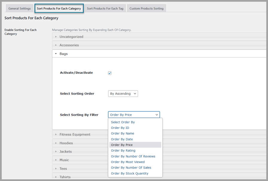 Sort Products for Each Category & Subcategory