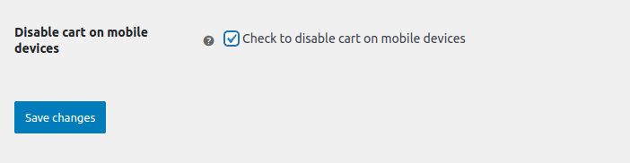 Setting option to disable the shopping cart feature on mobile devices, limiting cart functionality for mobile users.