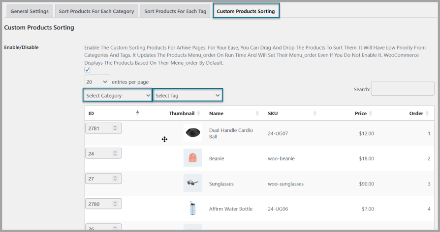 Custom Sorting with Drag & Drop