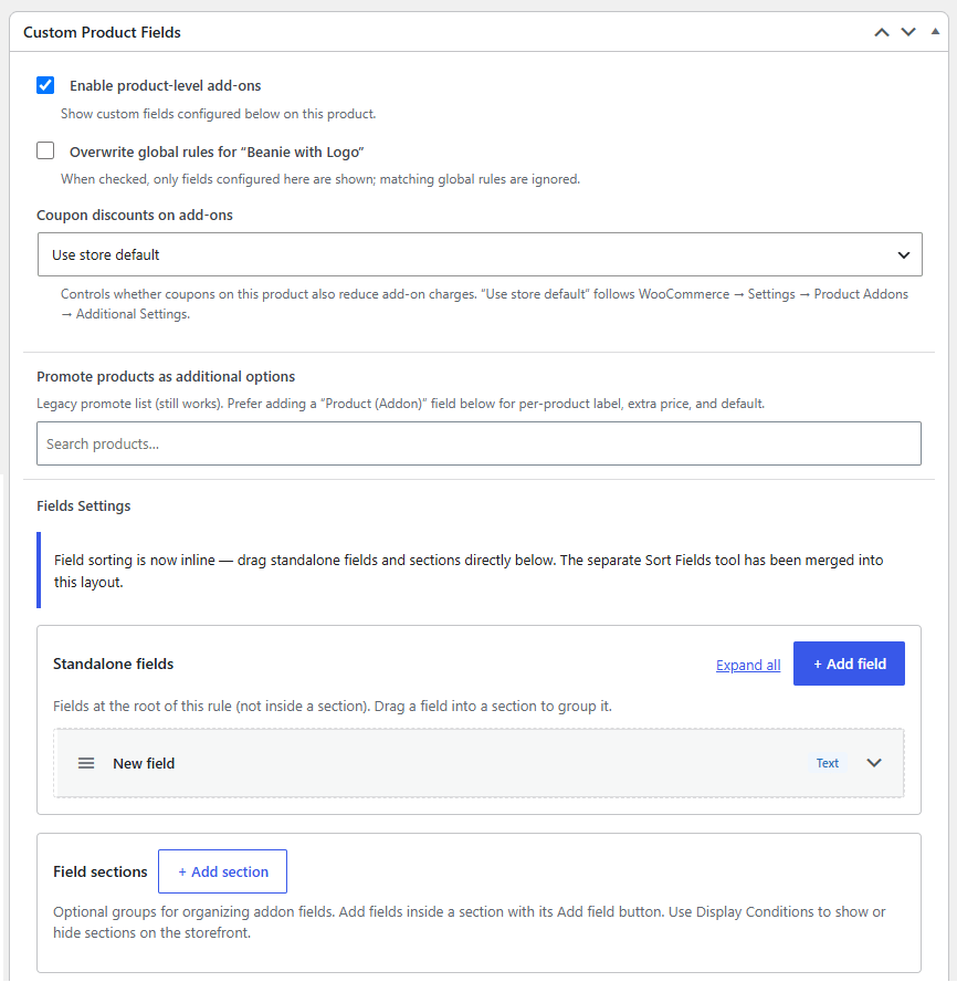 Add Custom Fields on Individual Product Level
