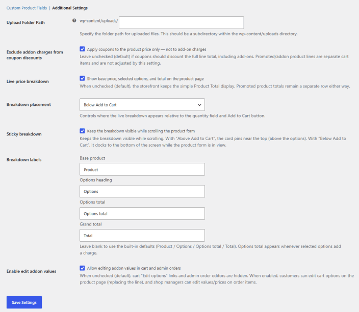 Additional Settings