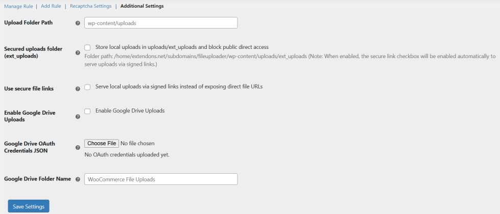 Additional Settings
