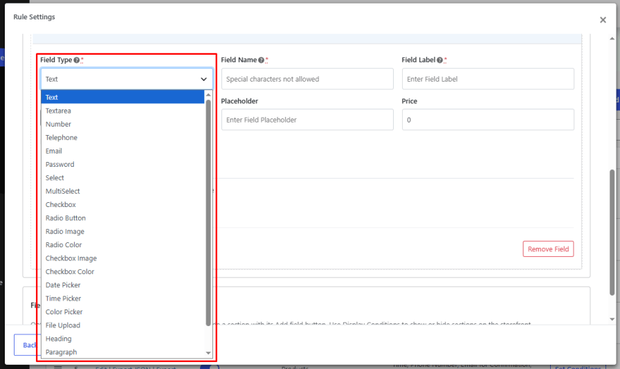 Choose From 22 Types of Product Fields