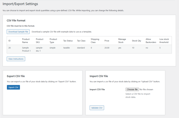 Import Export Settings
