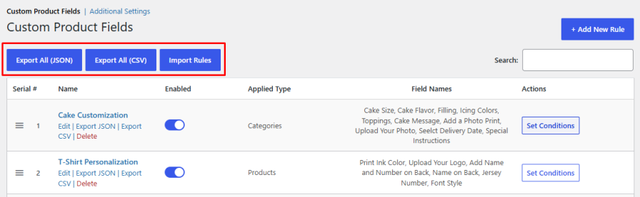 Import and Export Rules